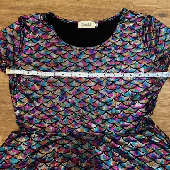 Vibrant Multicolor Scale Pattern Mini Costume Dress - Picture 3 of 6